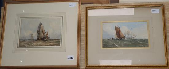 Attrib. to Edward William Cooke (1811-1880), Shipping at the Mouth of the Thames (Fine Art Society label verso) and another watercolour